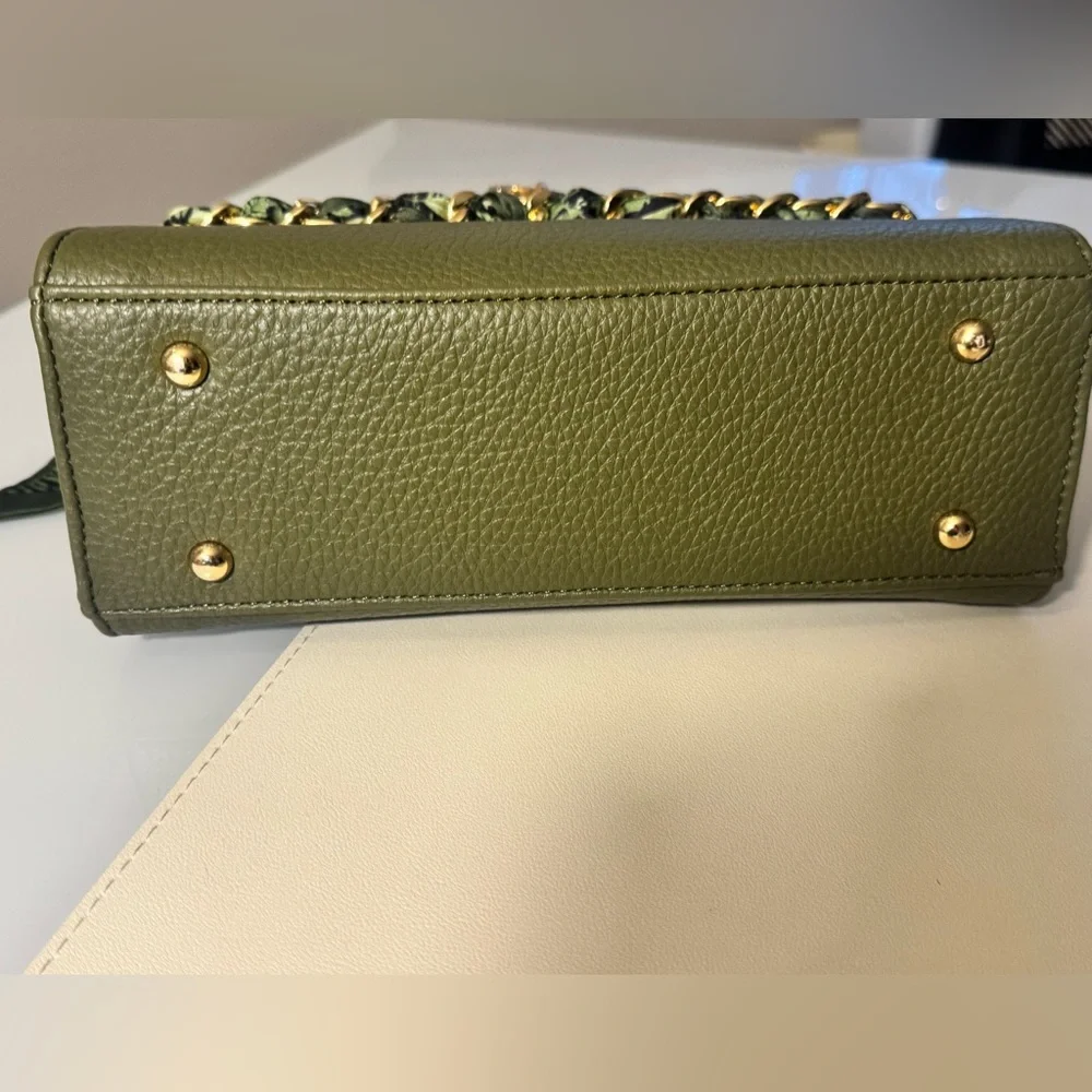 Ello Structured Olive Green Satchel with Gold-Tone Lock and Hardware. - Picture 5 of 8